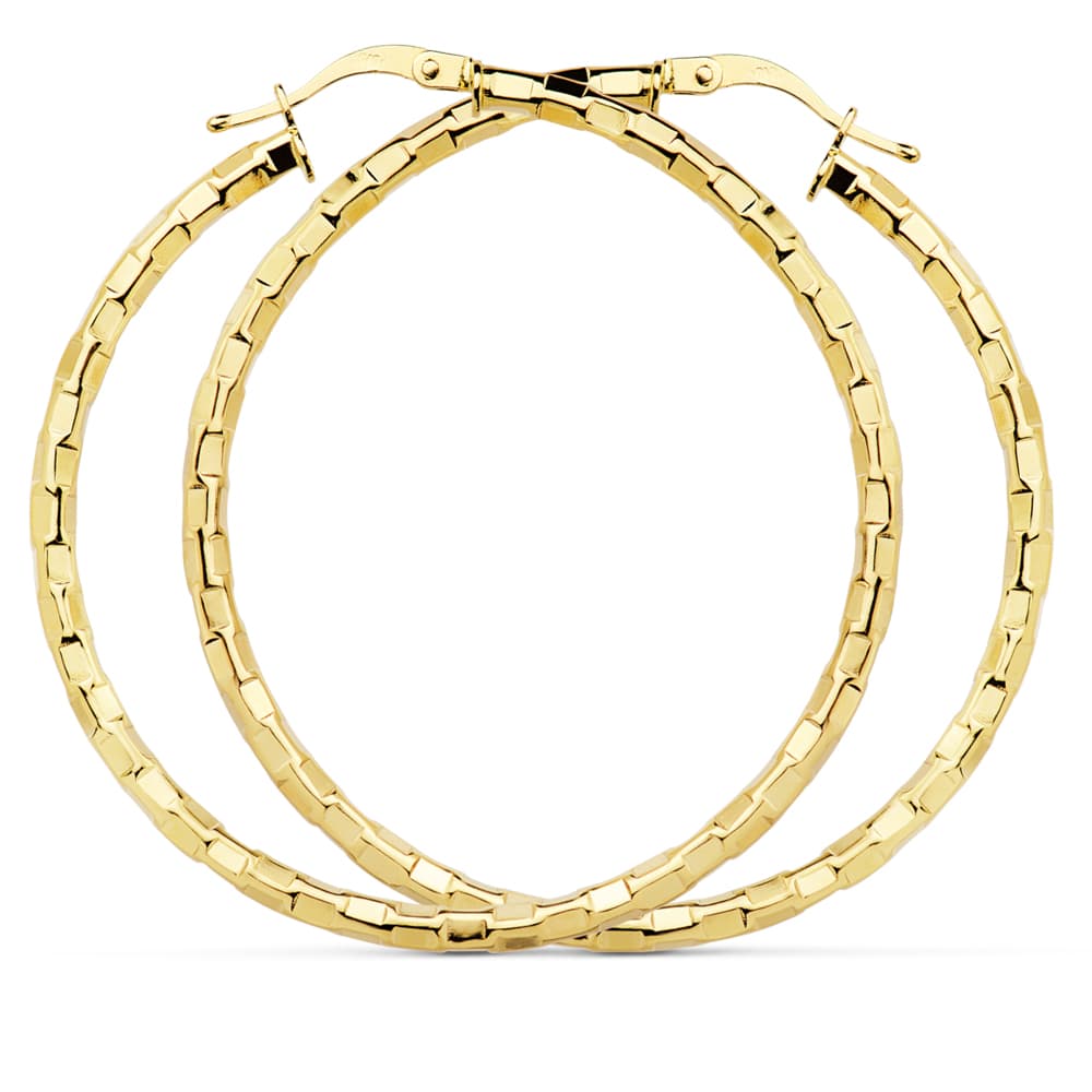 18K PENDIENTES AROS HUECOS CUADRADOS ORO AMARILLO 44 MM