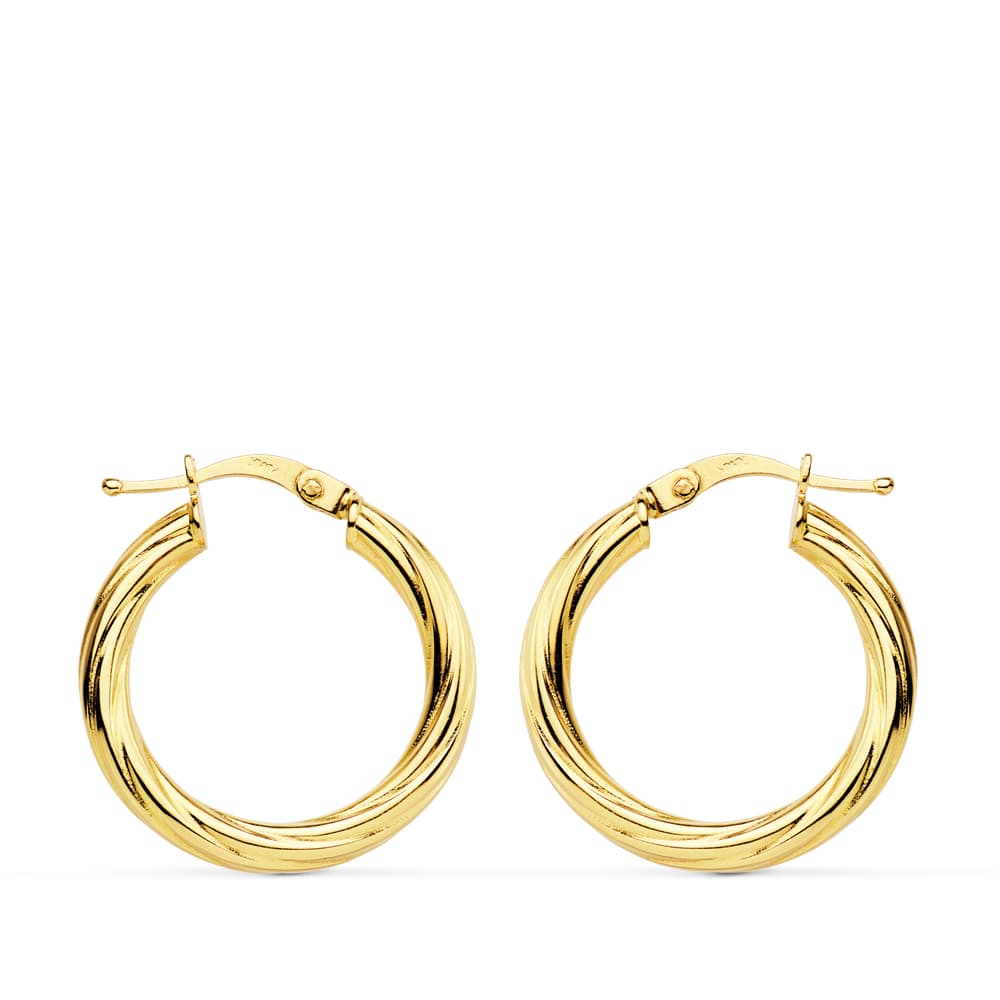 18K AROS ORO AMARILLO HUECOS BRILLO 21 MM