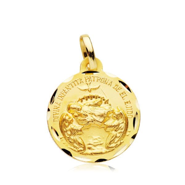 Medalla Divina Infantita 18 mm de oro amarillo 18K