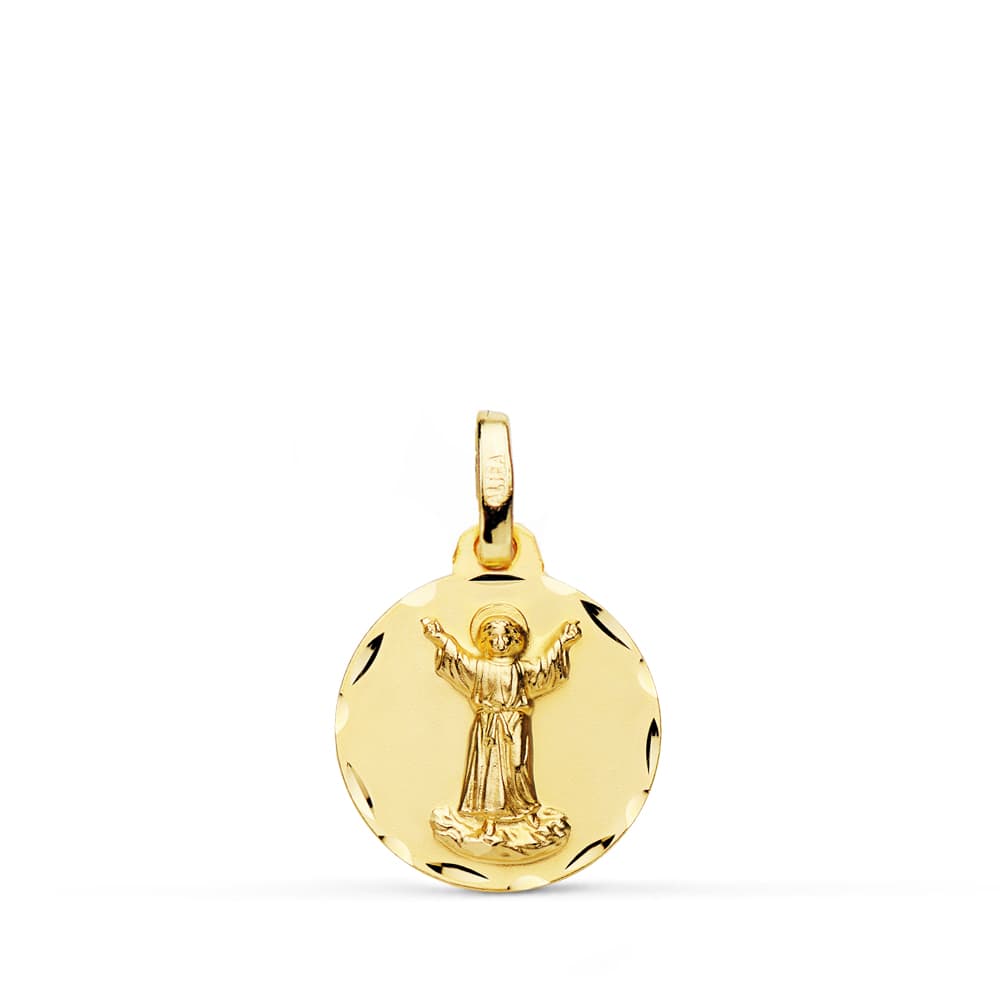 Medalla Divino Niño 14 mm de oro amarillo 18K