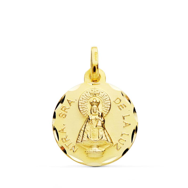 Medalla Nuestra Señora de la Luz Tallada 16 mm de oro amarillo 18K