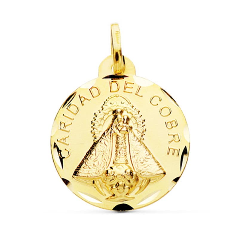 18K MEDALLA ORO AMARILLO VIRGEN CARIDAD DEL COBRE 24 MM