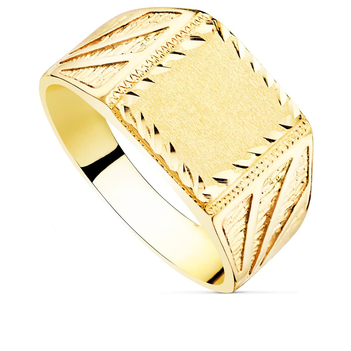 Sello Macizo Caballero Tallado Cabeza Cuadrada 11 x 11 mm de oro amarillo 18K