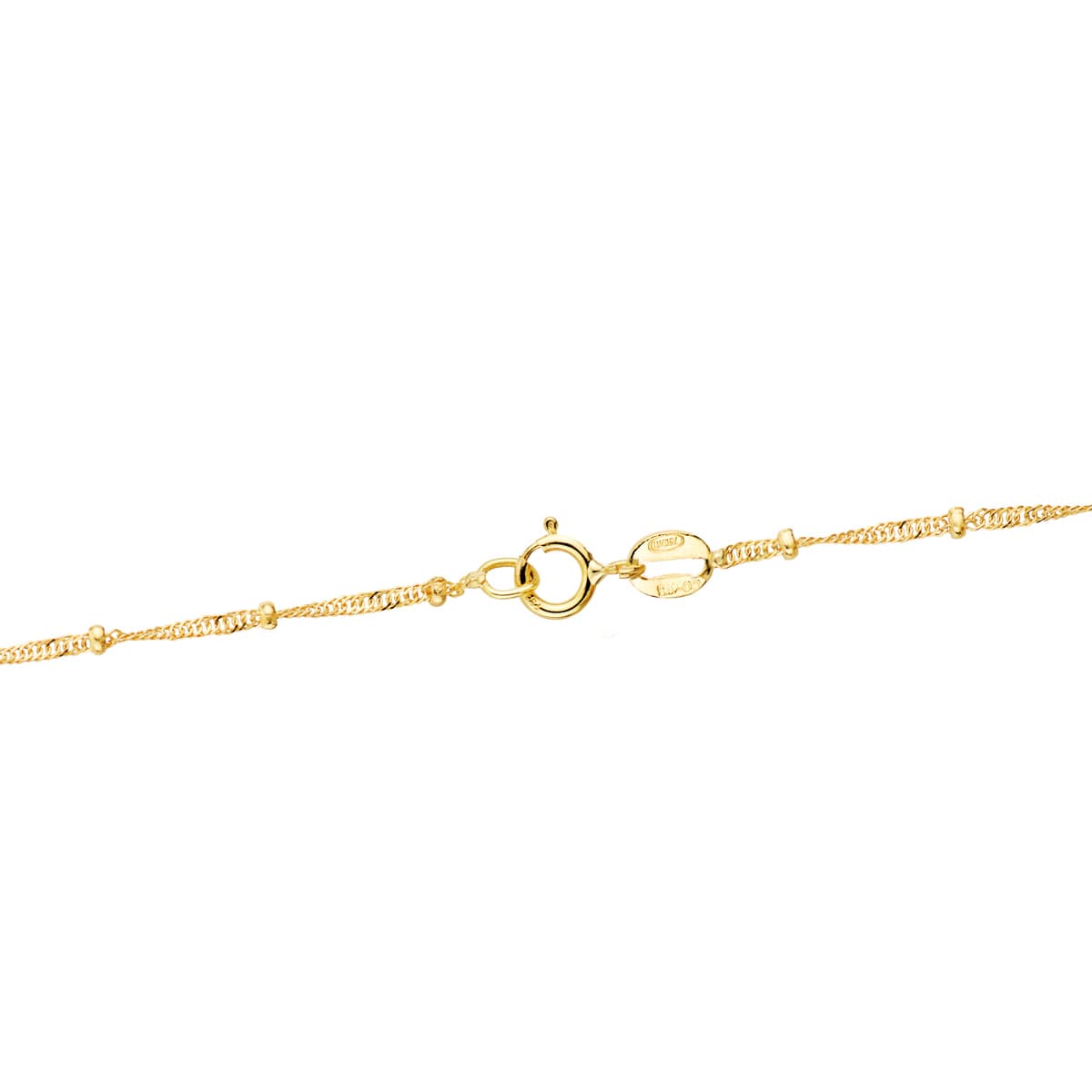 18K CADENA MACIZA SINGAPUR CON BOLAS LISAS ORO AMARILLO. LARGO 45CM ANCHO 1.2 MM
