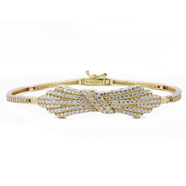 Pulsera Rigida Circonita 19 cm de oro amarillo 18K