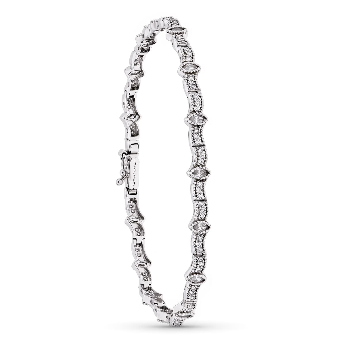 Pulsera y Circonita 19 cm de oro blanco 18K