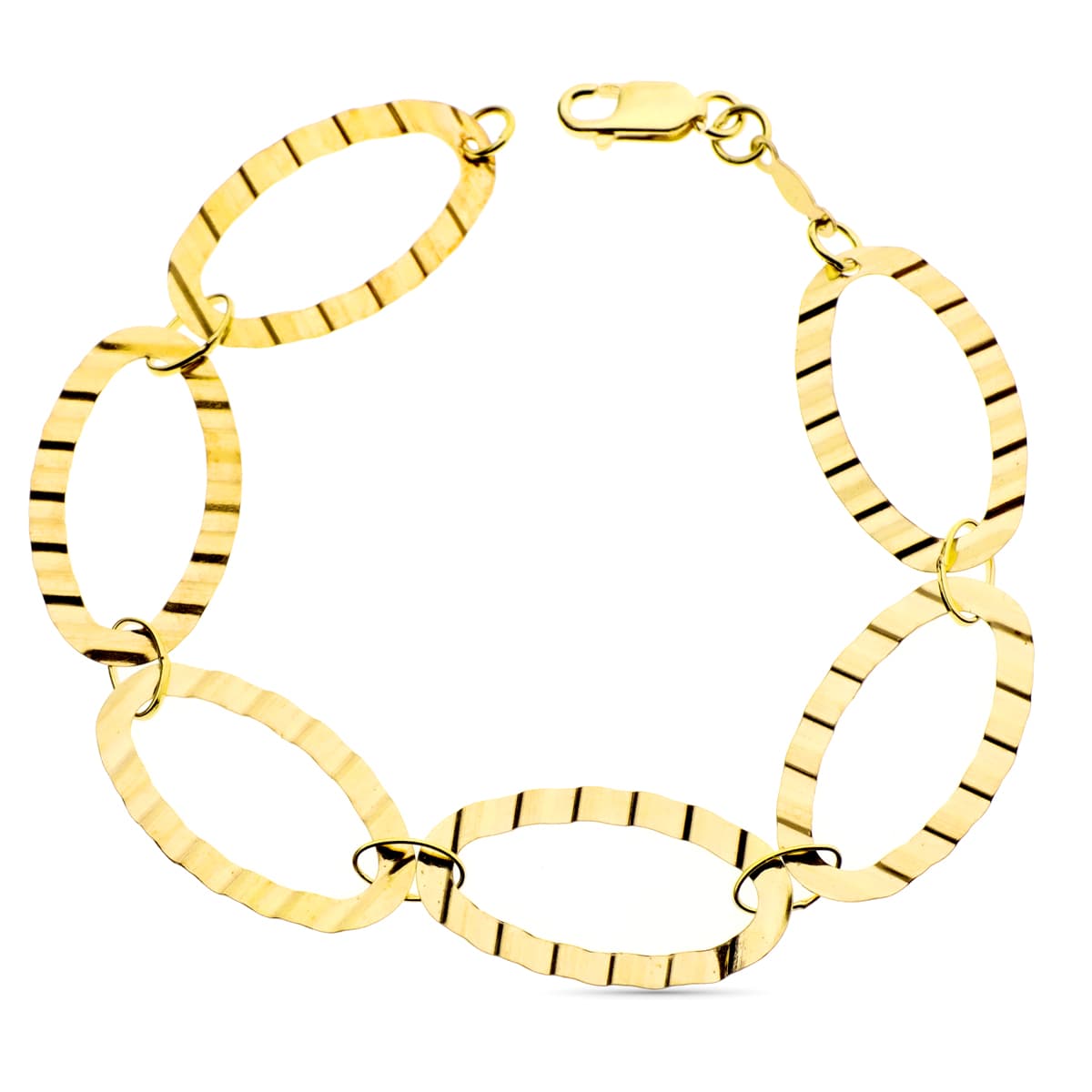 Pulsera Eslabones con Ondas 20 cm de oro amarillo 18K