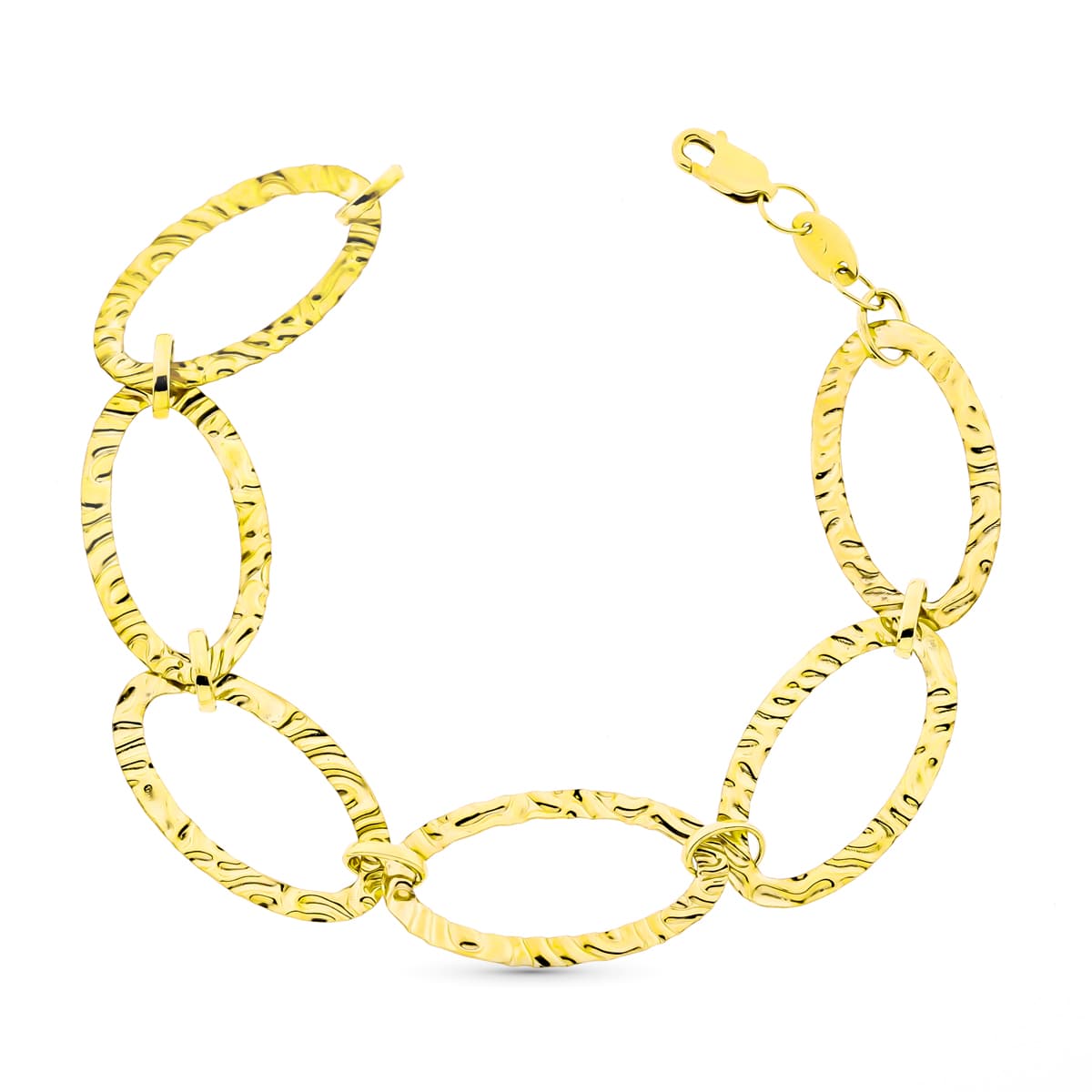 Pulsera Eslabones Labrados. 20 cm de oro amarillo 18K