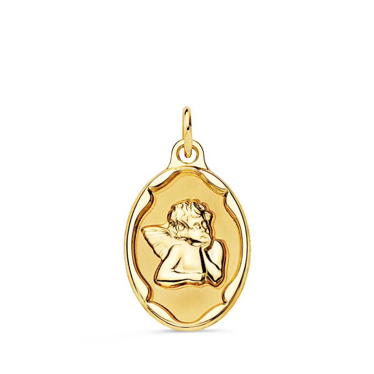 Medalla Oval Angelito Burlon Brillo con Cerco Brillo 17 x 13 mm de oro amarillo 18K