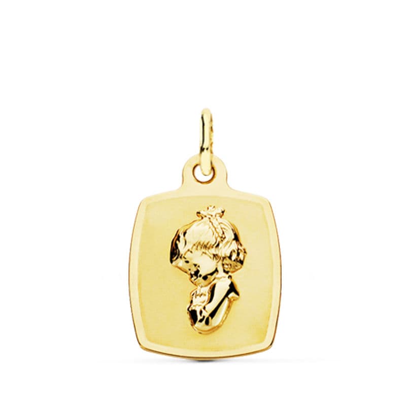 Medalla Virgen Niña 19 x 13 mm de oro amarillo 18K