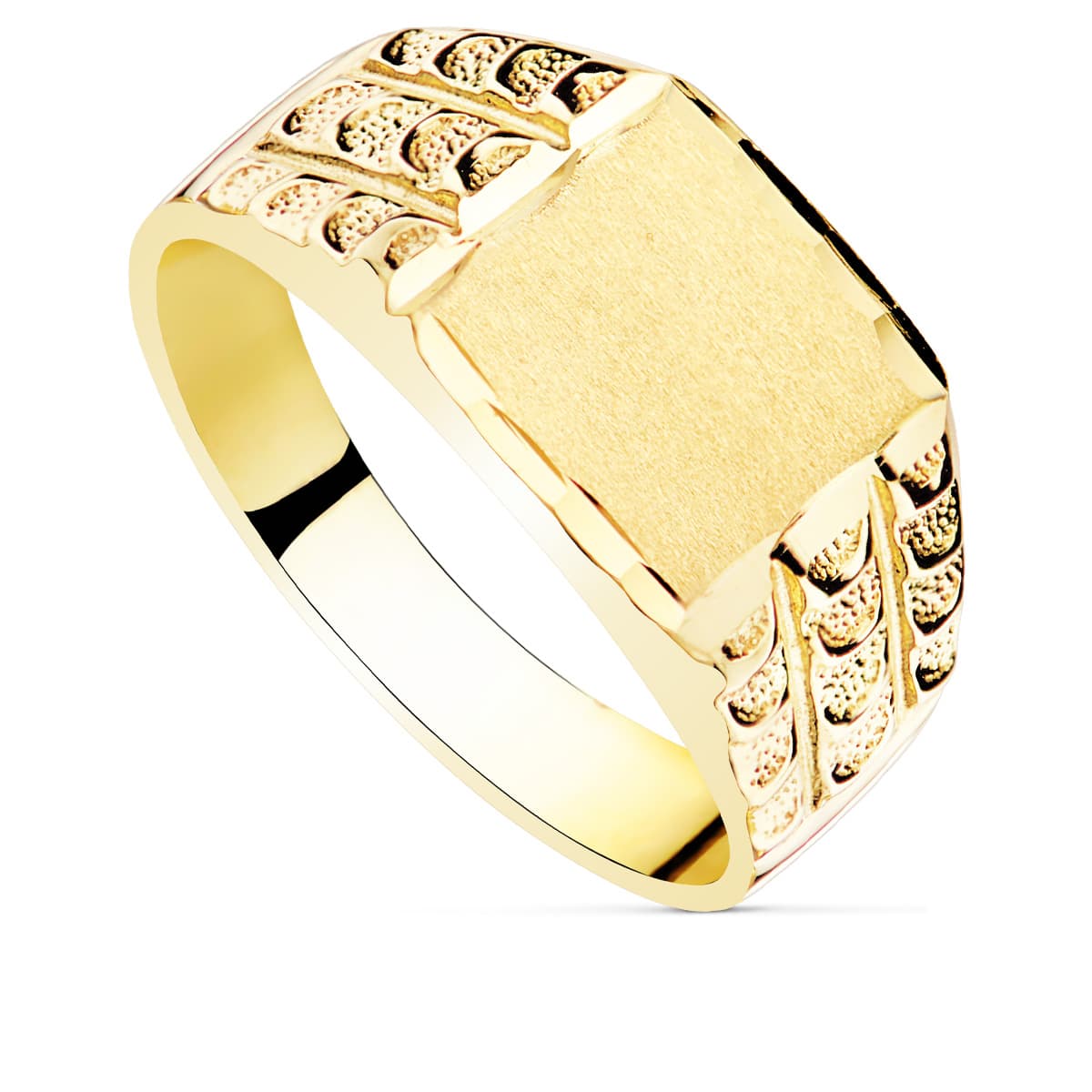 Sello Macizo Caballero Tallado Cabeza Rectangular 9 x 8 mm de oro amarillo 18K