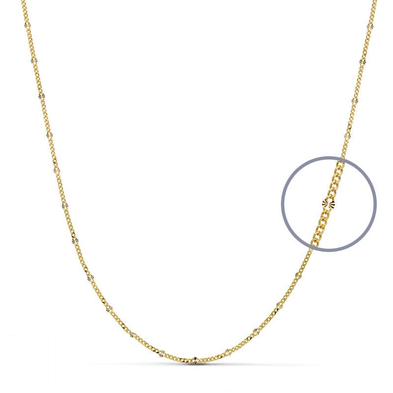 Cadena Maciza Diamantada 45 cm 1,5 mm de oro amarillo 18K