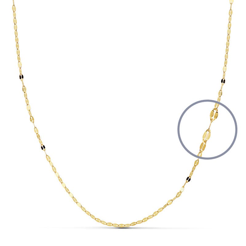 18K CADENA ORO AMARILLO MACIZA DIAMANTADA 50CM 1 MM