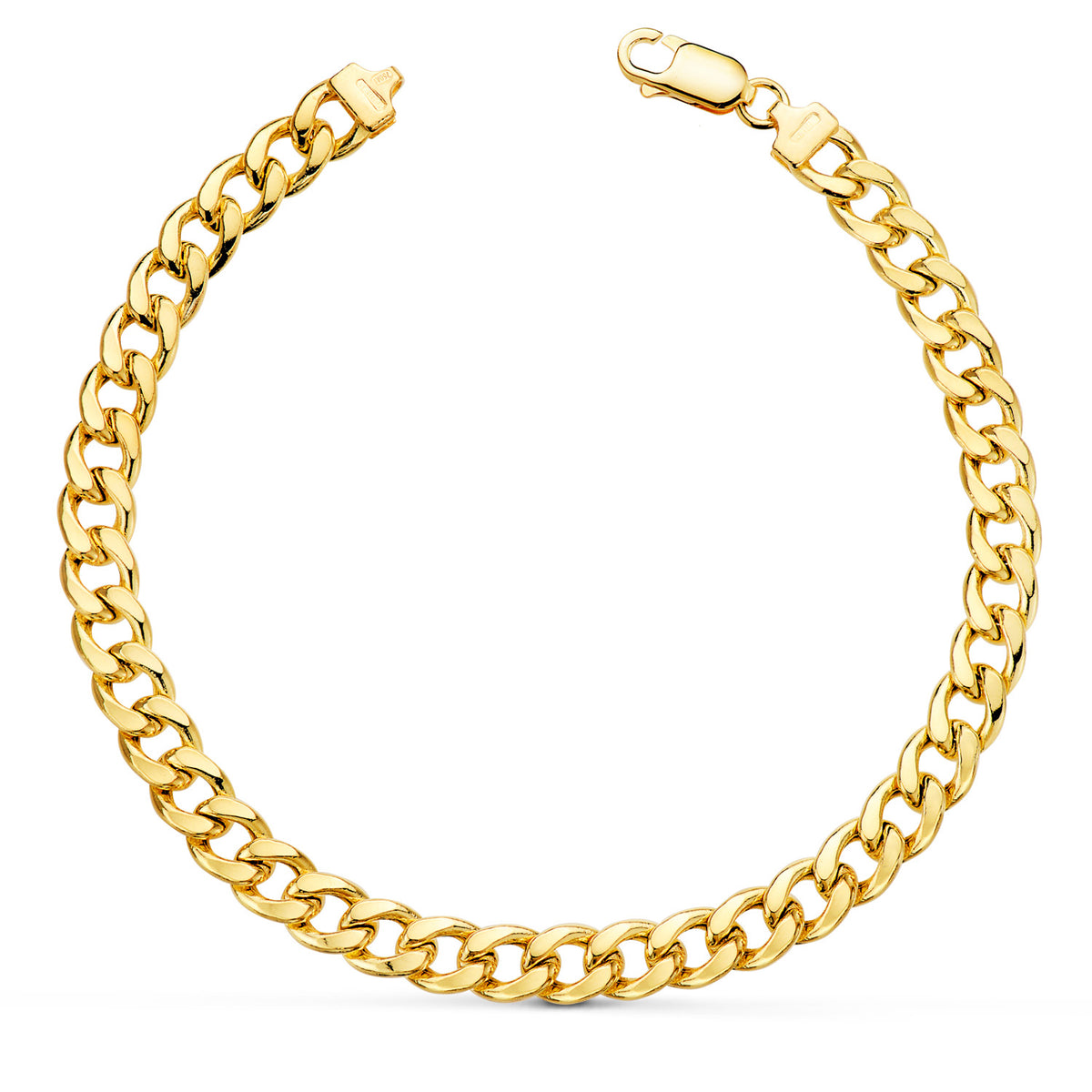 Pulsera Barbada Hueca Ancho: 6 mm Largo: 20 cm de oro amarillo 18K