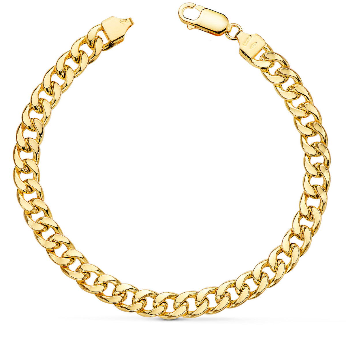 Pulsera Barbada Hueca Ancho: 6,8 mm Largo: 21 cm de oro amarillo 18K