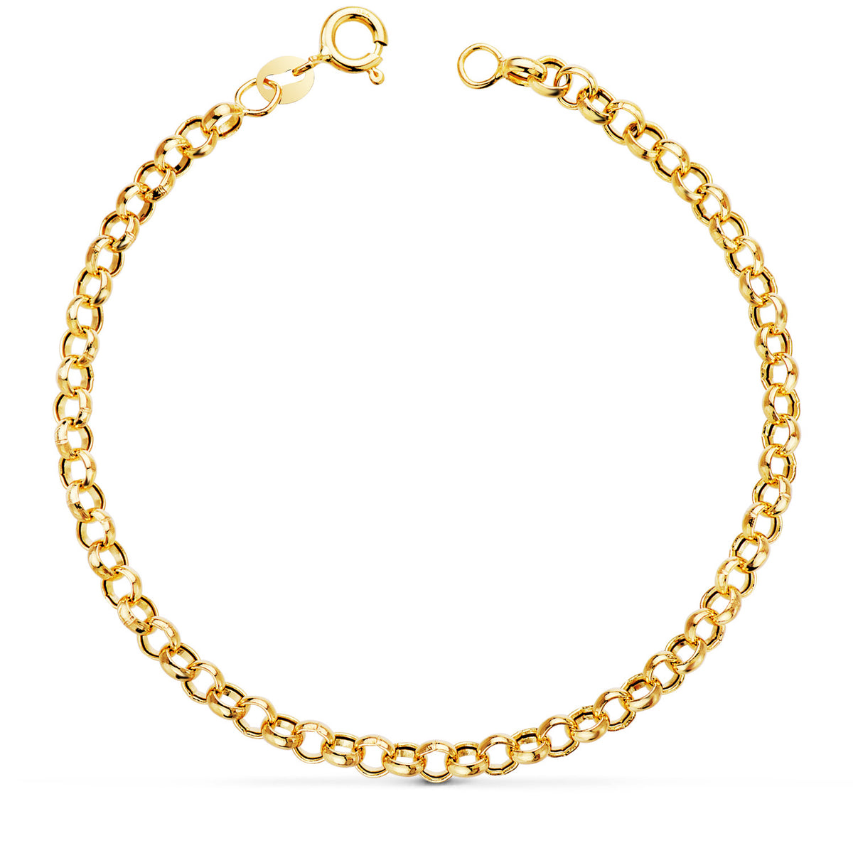 Pulsera Rolo Hueca Ancho 4 mm Largo 19 cm de oro amarillo 18K