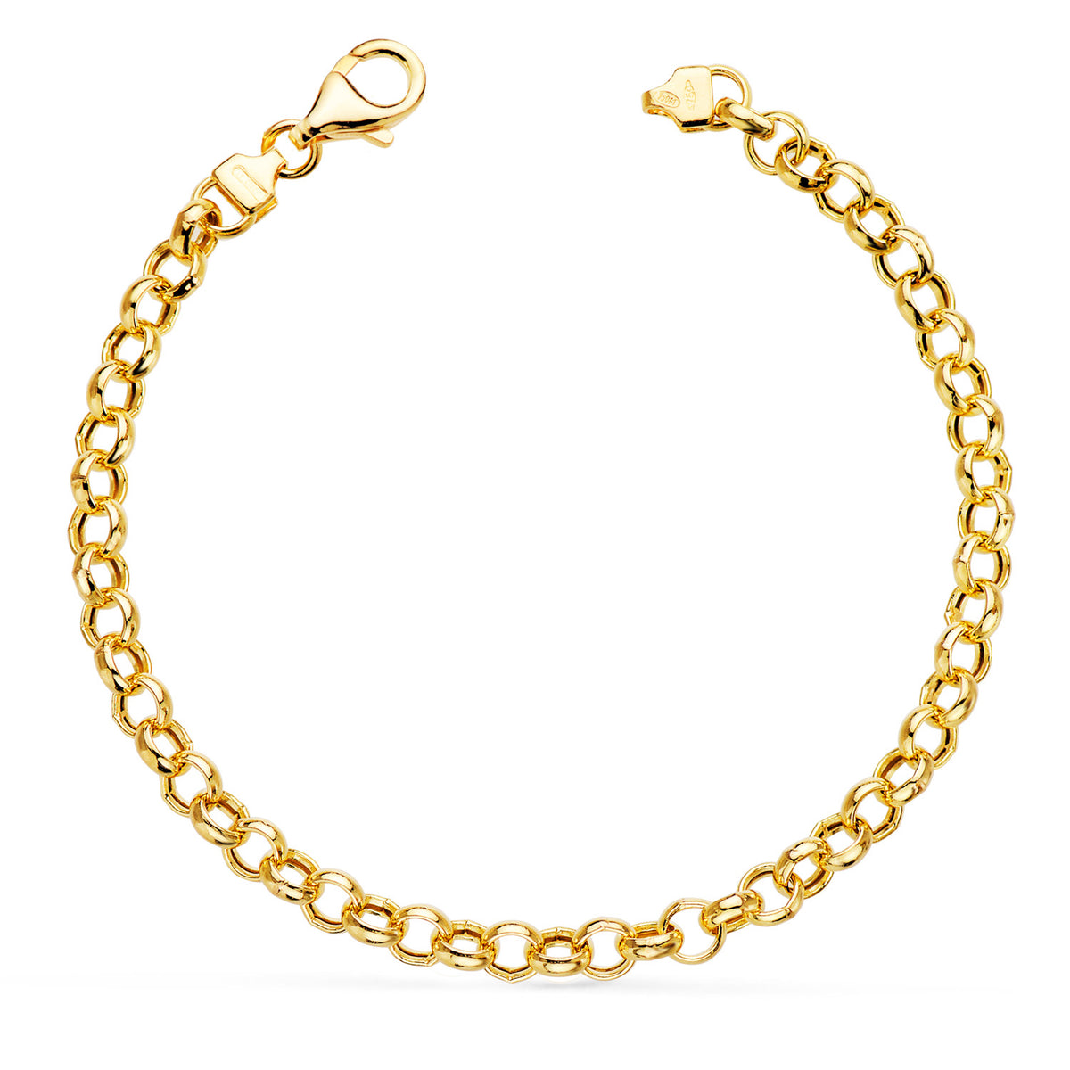 Pulsera Rolo Hueca Ancho 5 mm Largo 19 cm de oro amarillo 18K