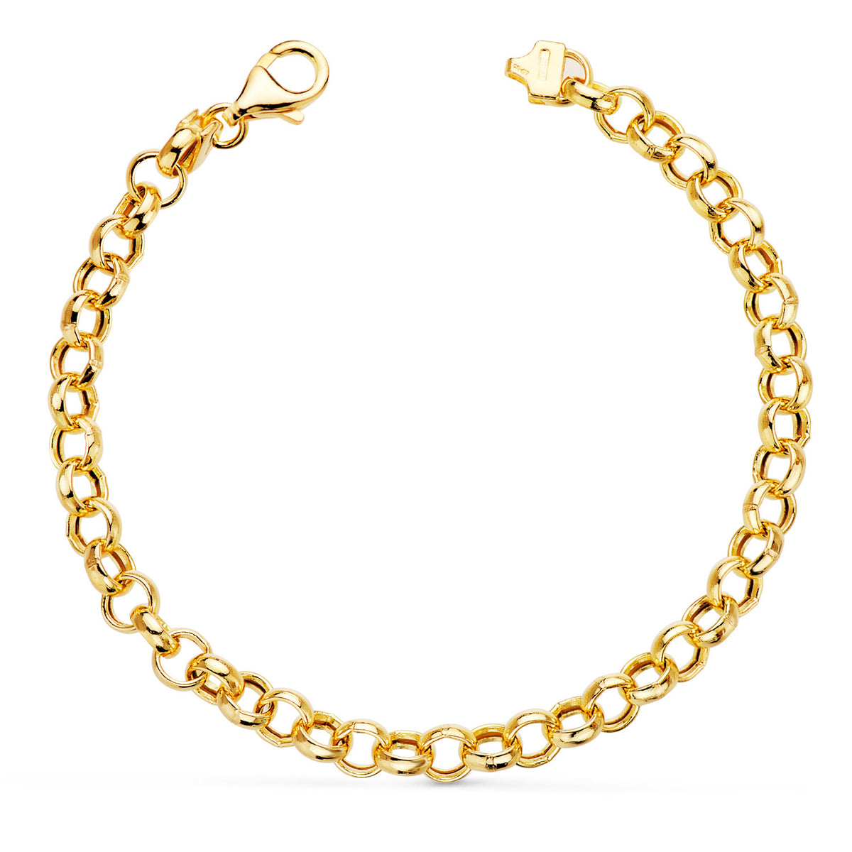 Pulsera Rolo Hueca Ancho 5,5 mm Largo 19 cm de oro amarillo 18K