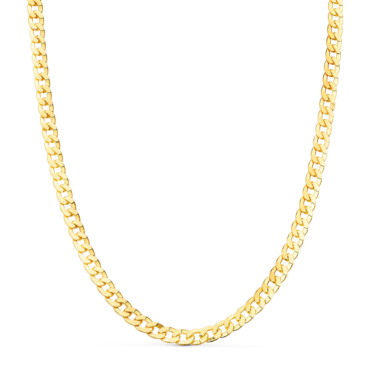 Cadena Barbada Hueca Largo 60 cm Ancho 5,3 mm de oro amarillo 18K
