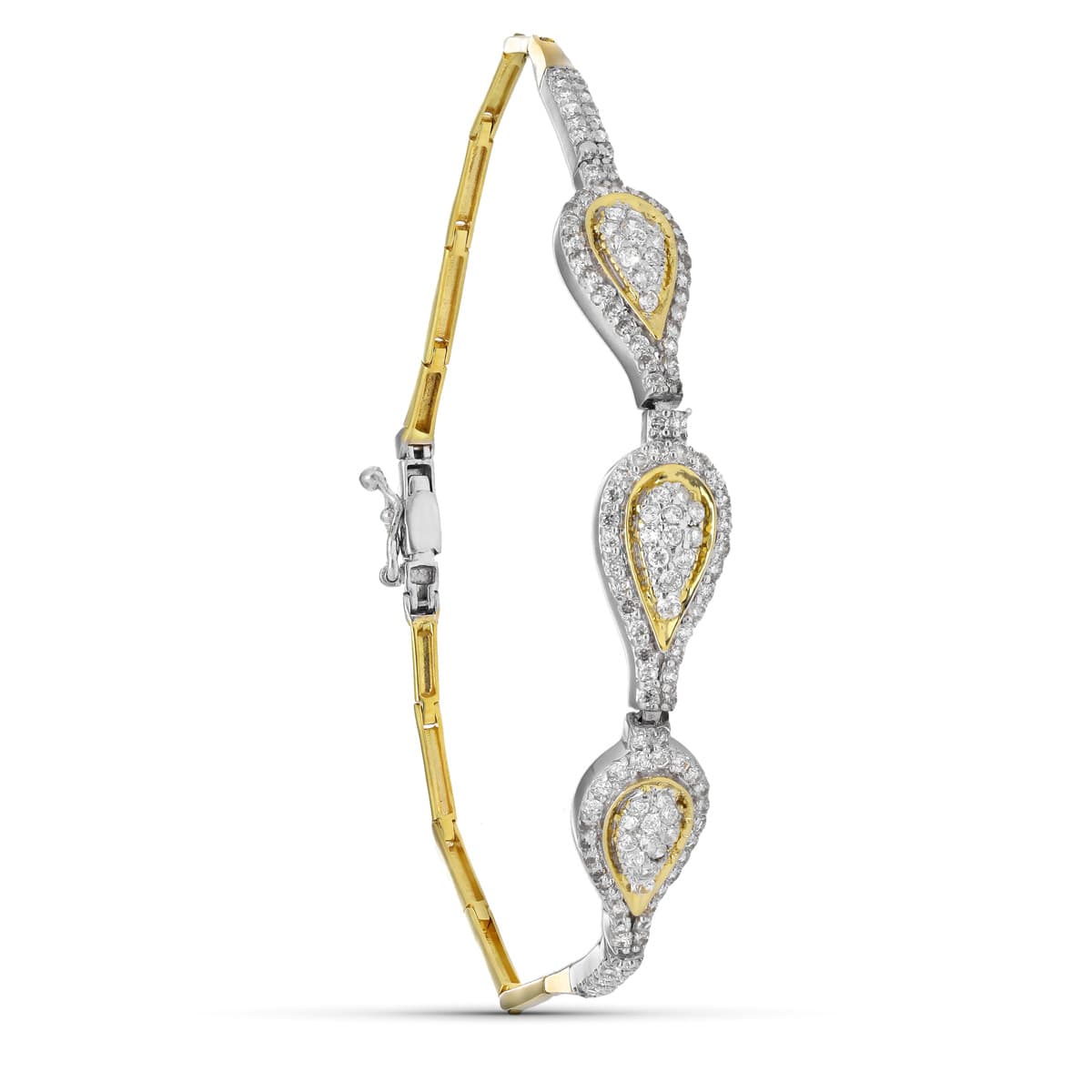 Pulsera Bicolor Circonita Motivos 19 cm 18K