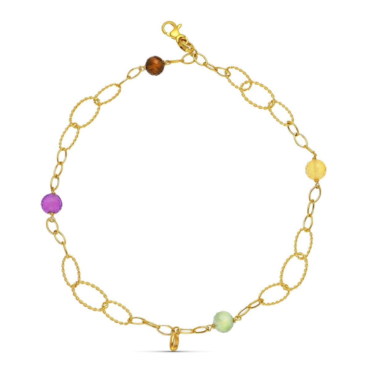 Pulsera Eslabones y Piedras de oro amarillo 18K