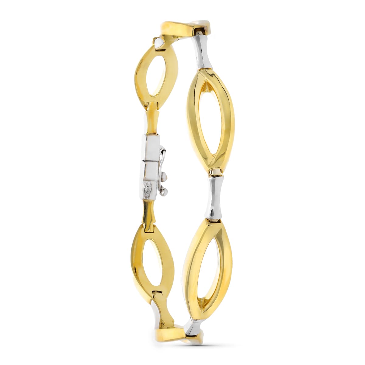 Pulsera Bicolor Eslabones Ovales 19 cm 18K