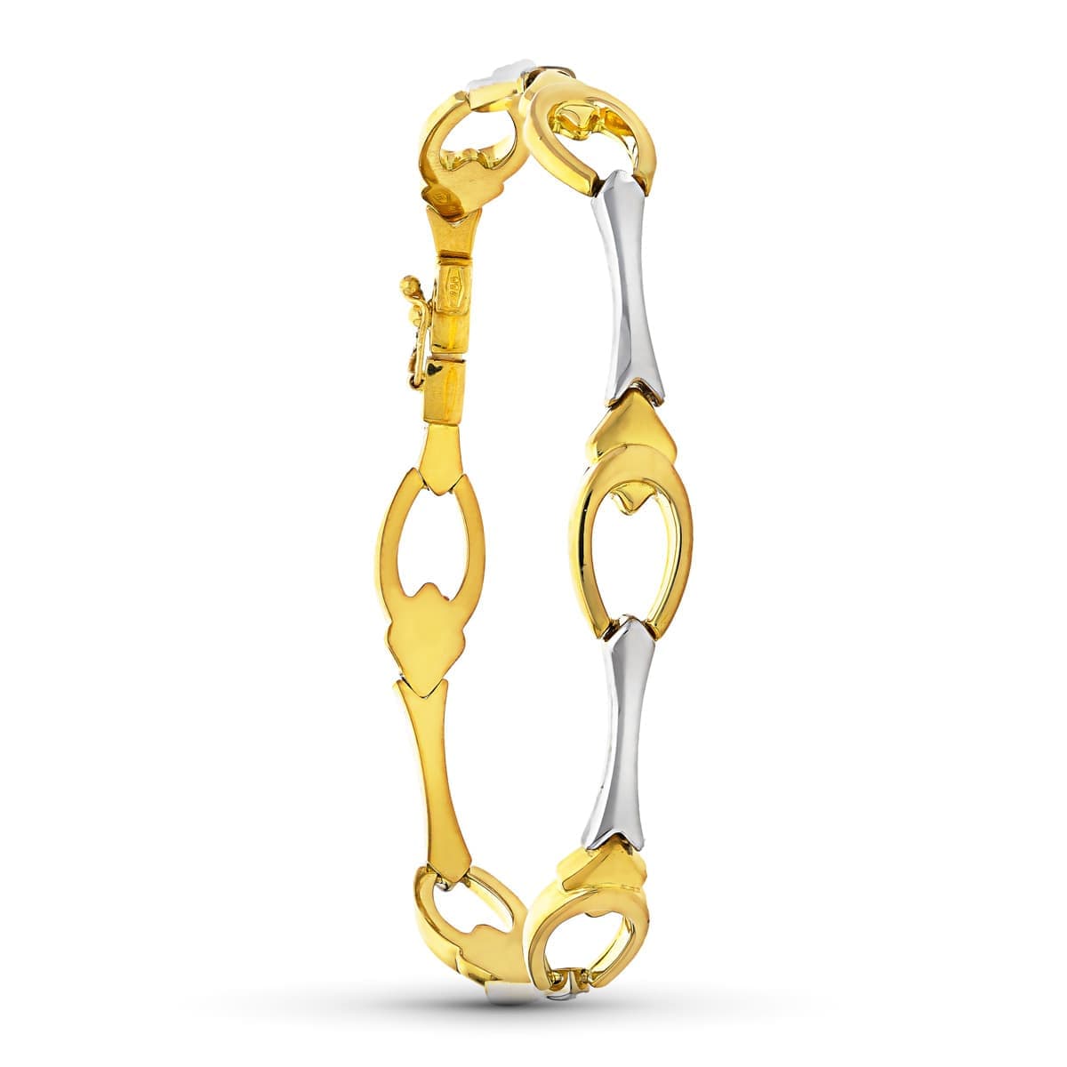 Pulsera Bicolor Eslabones 19 cm 18K