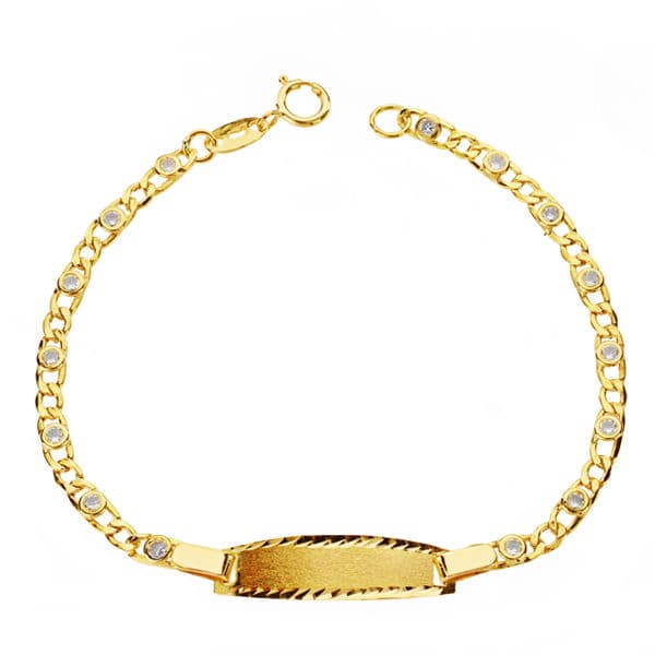 Pulsera Esclava Circonita 14 cm 2,5 mm de oro amarillo 18K