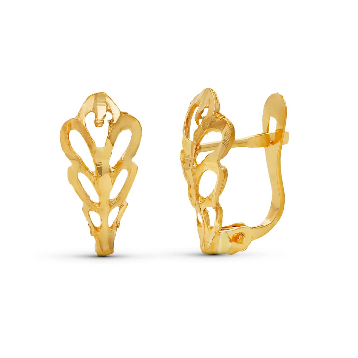 Pendientes Hoja Tallada 14 x 6 mm de oro amarillo 18K