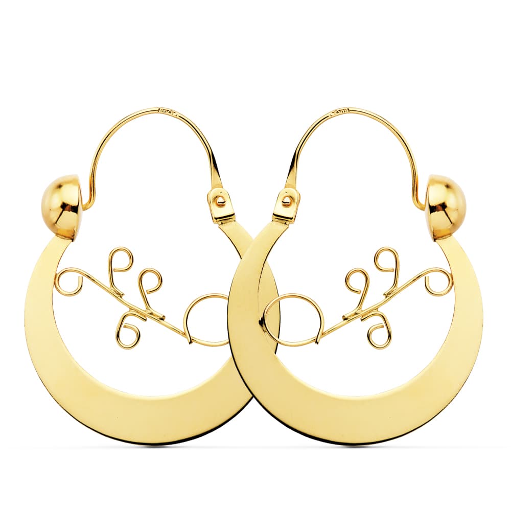 Aros Criollas Canarias 30 x 24 mm de oro amarillo 18K