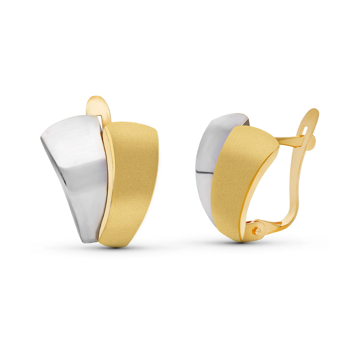 Pendientes Bicolor Piña Rodio. 13 mm 18K