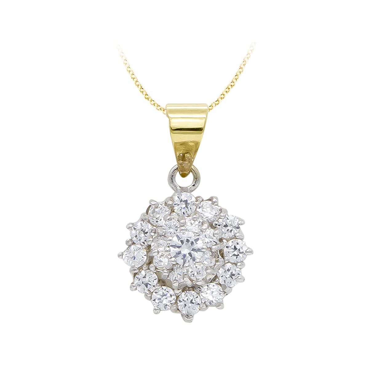 18K COLGANTE ORO AMARILLO CUAJO CIRCONITA 11X11 MM