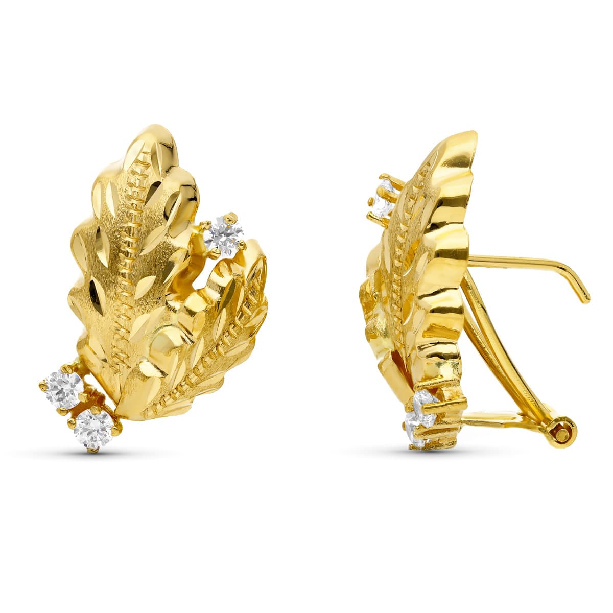 Pendientes Hojas Lapidados 20 x 14 mm de oro amarillo 18K