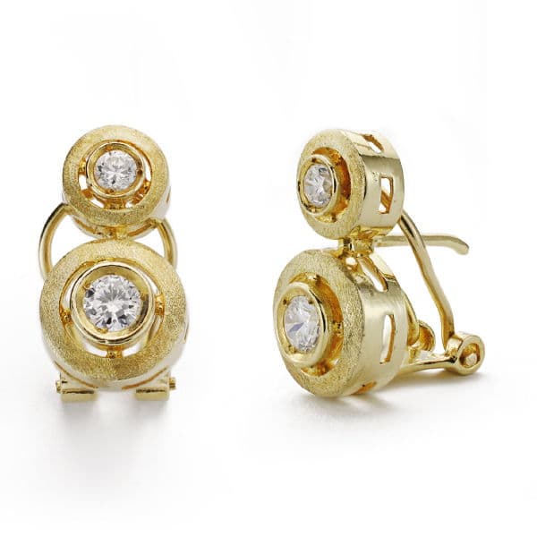 Pendientes Tu y Yo 2 Circonita 16 x 9 mm de oro amarillo 18K