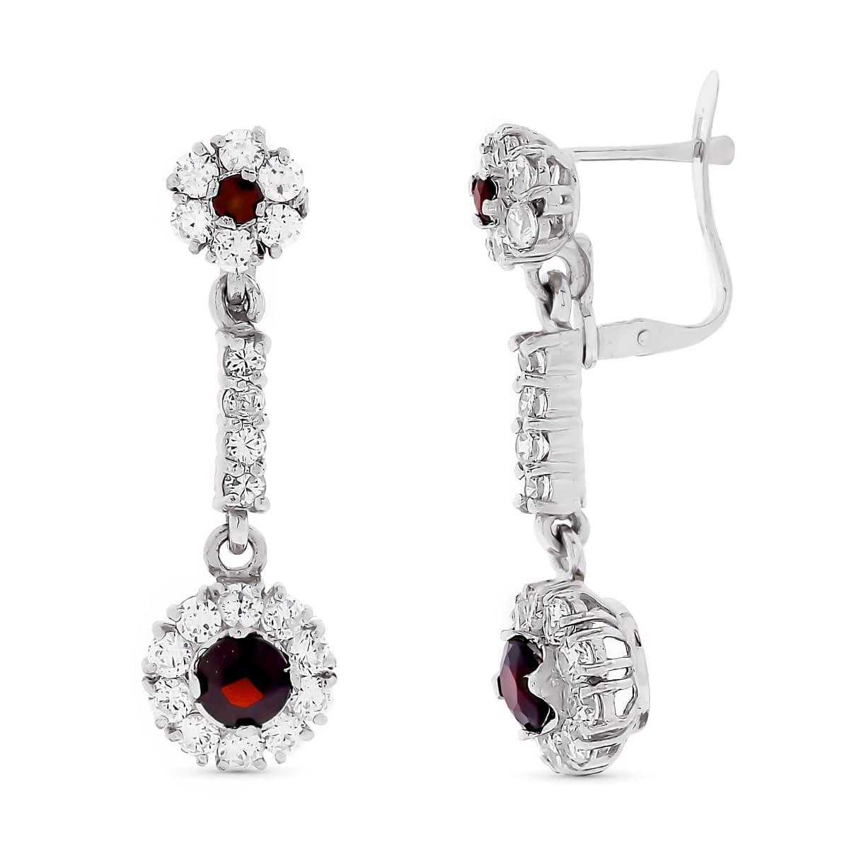 Pendientes Cuajos Circonita 33 x 10 mm de oro blanco 18K