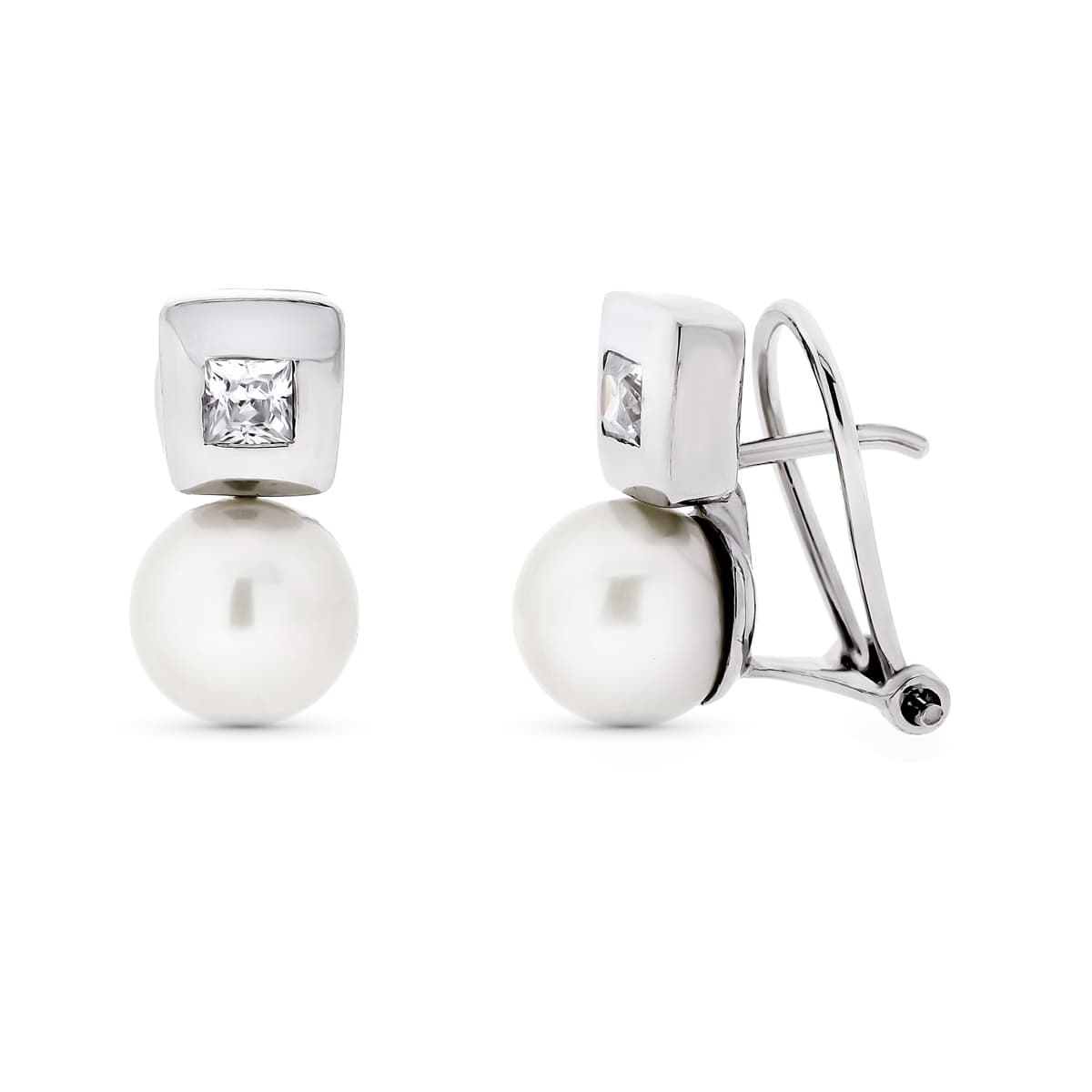 18K PENDIENTES ORO AMARILLO PERLA CULTIVADA 7. 14X7 MM CIERRE OMEGA