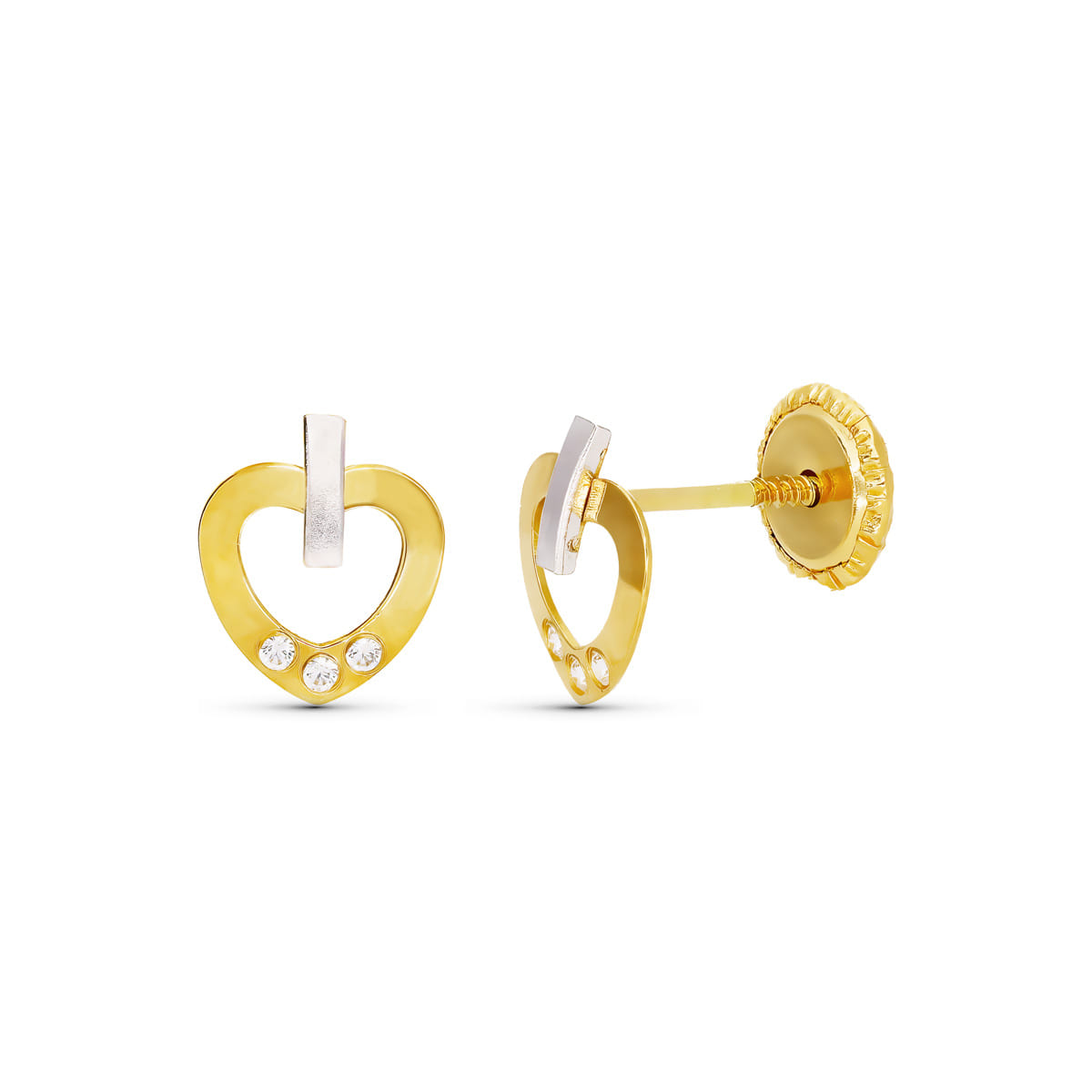 18K PENDIENTES PERLA CULTIVADA ORO AMARILLO 7 MM 13X7 MM CIERRE TUERCA