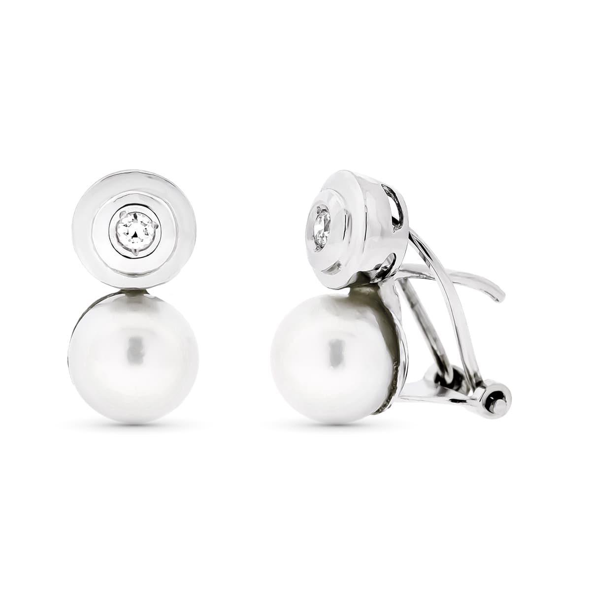 Pendientes Perla Cultivada 7 mm 14 x 7 mm de oro blanco 18K