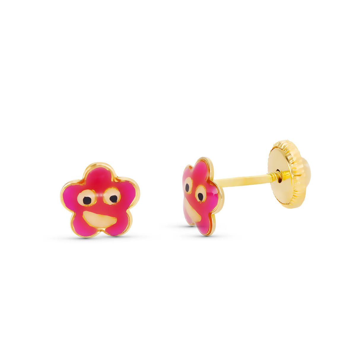 Pendientes Largos Doble Cuerpo Cierre Tuerca de oro amarillo 18K