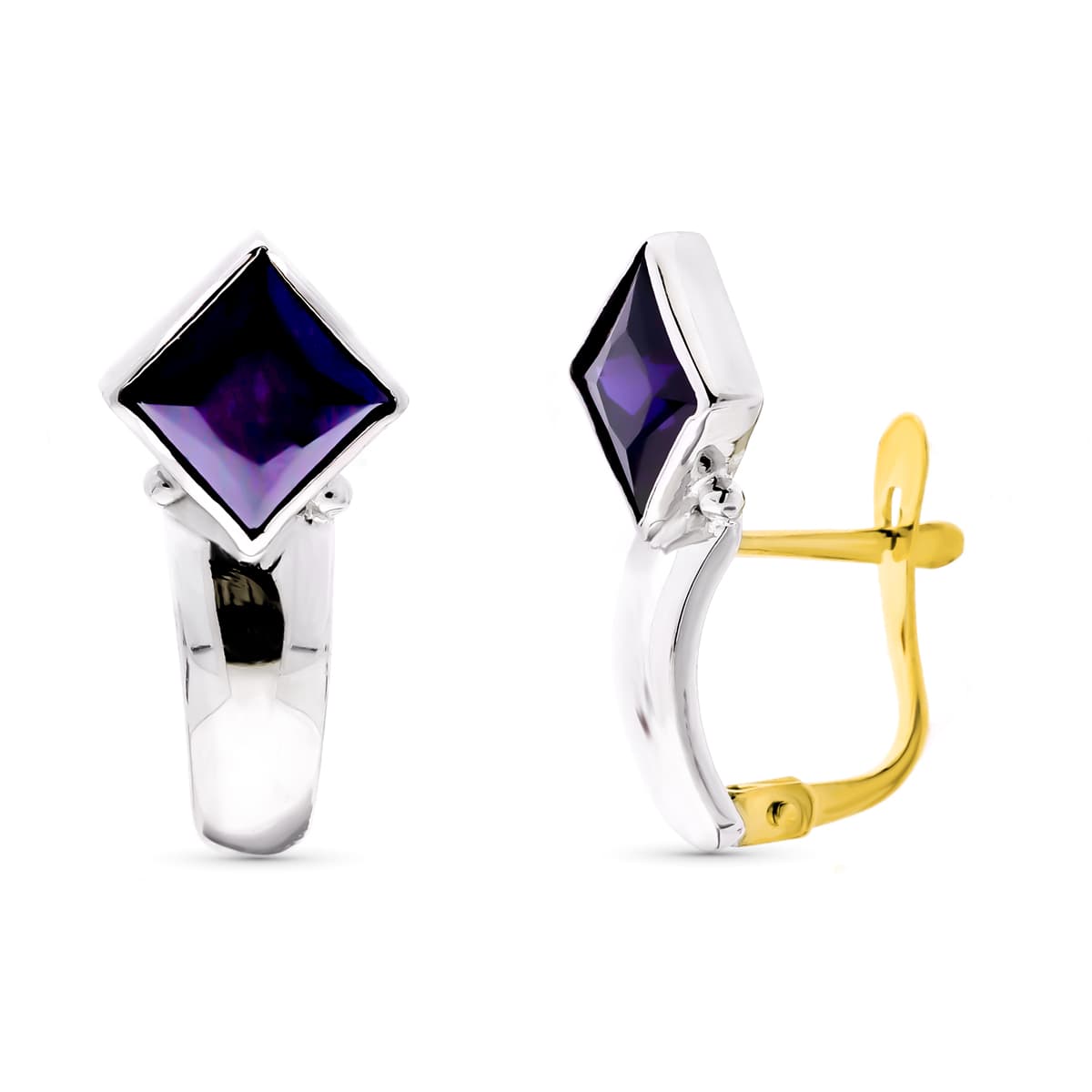 Pendientes con Piedra de Color de oro blanco 18K