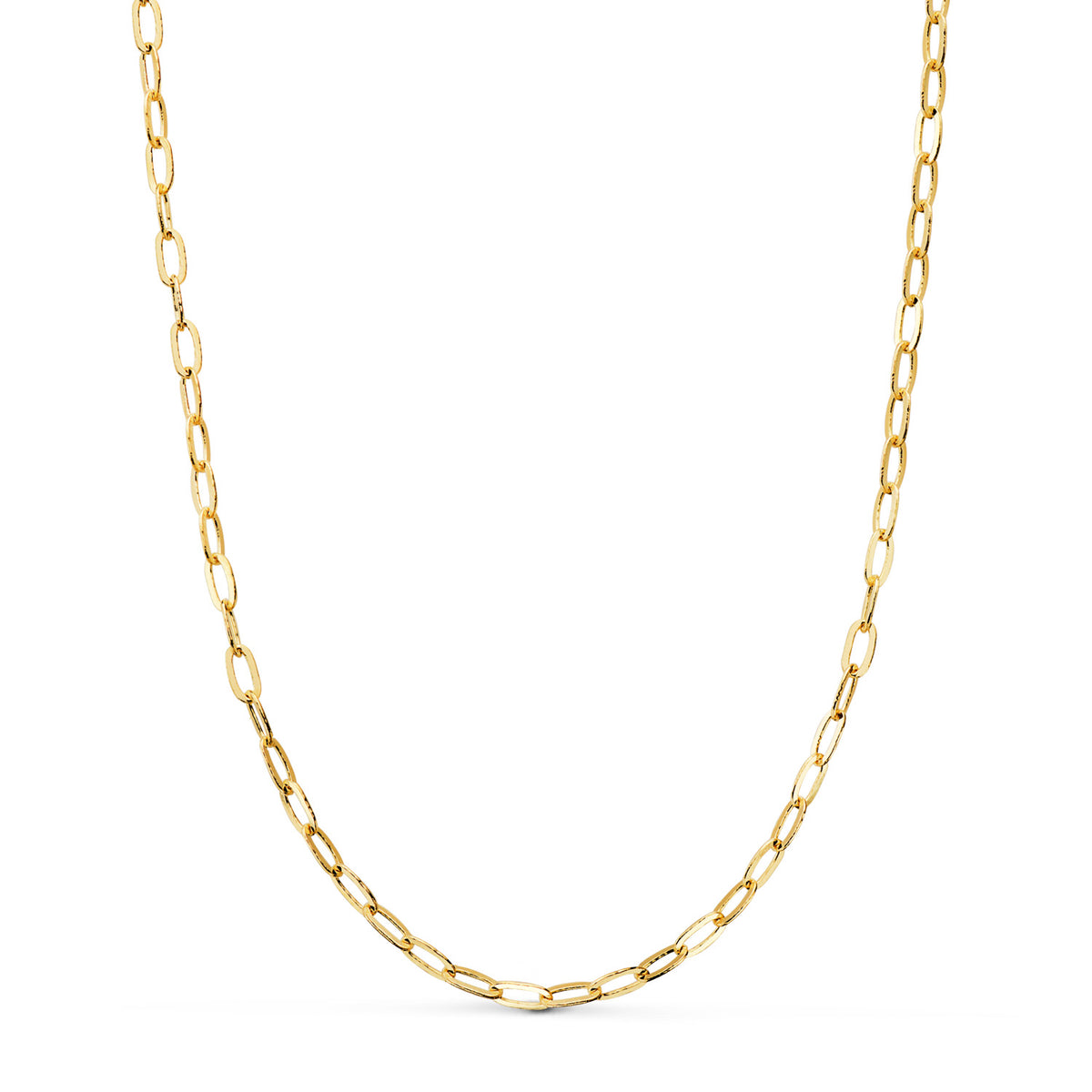 Cadena Forzada Eslabon Alargado. Ancho: 3 mm. Largo: 50 cm de oro amarillo 18K