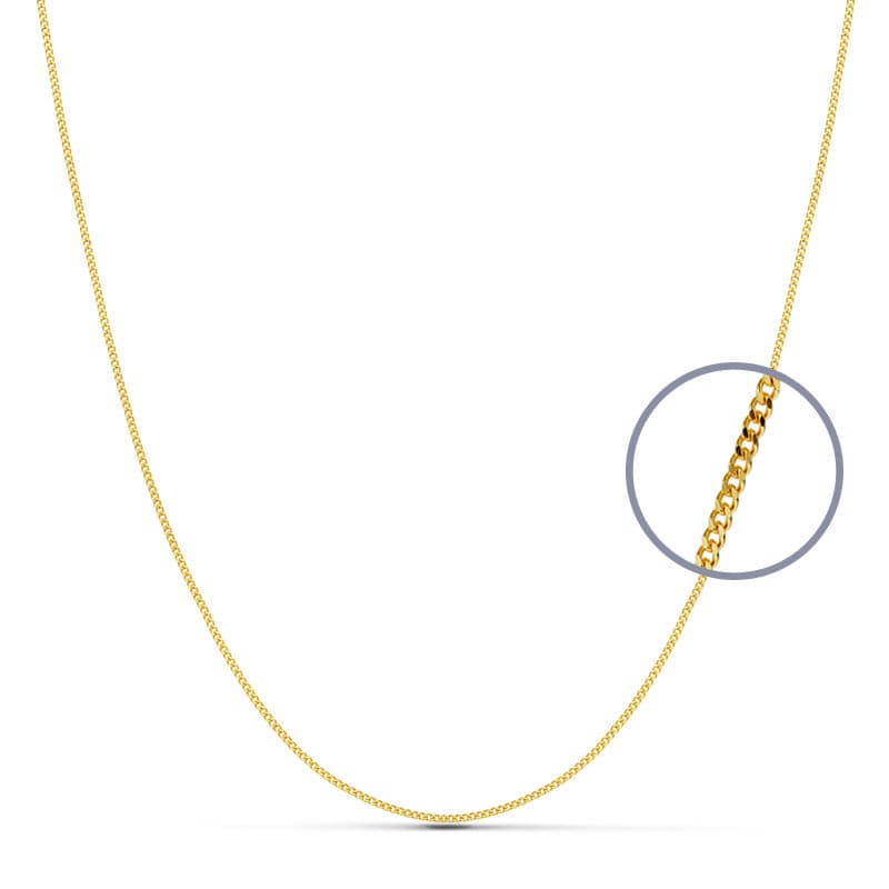 18K CADENA ORO AMARILLO MACIZA BARBADA 45CM 1 MM