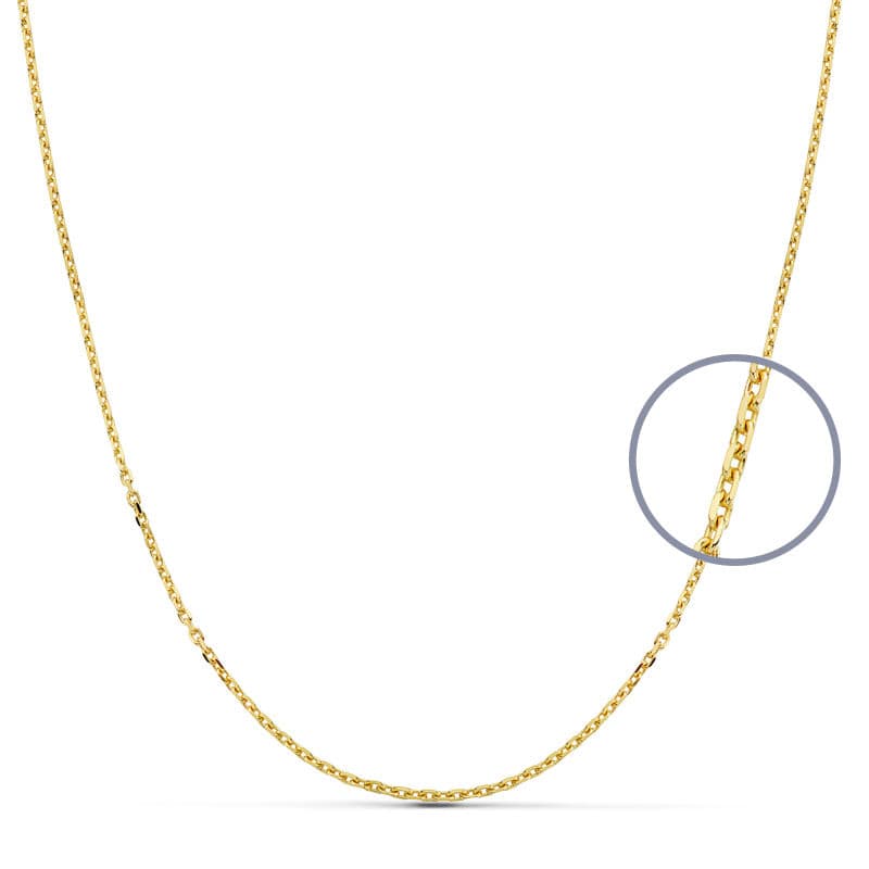 18K CADENA ORO AMARILLO MACIZA FORZADA 60CM ANCHO 1.5 MM