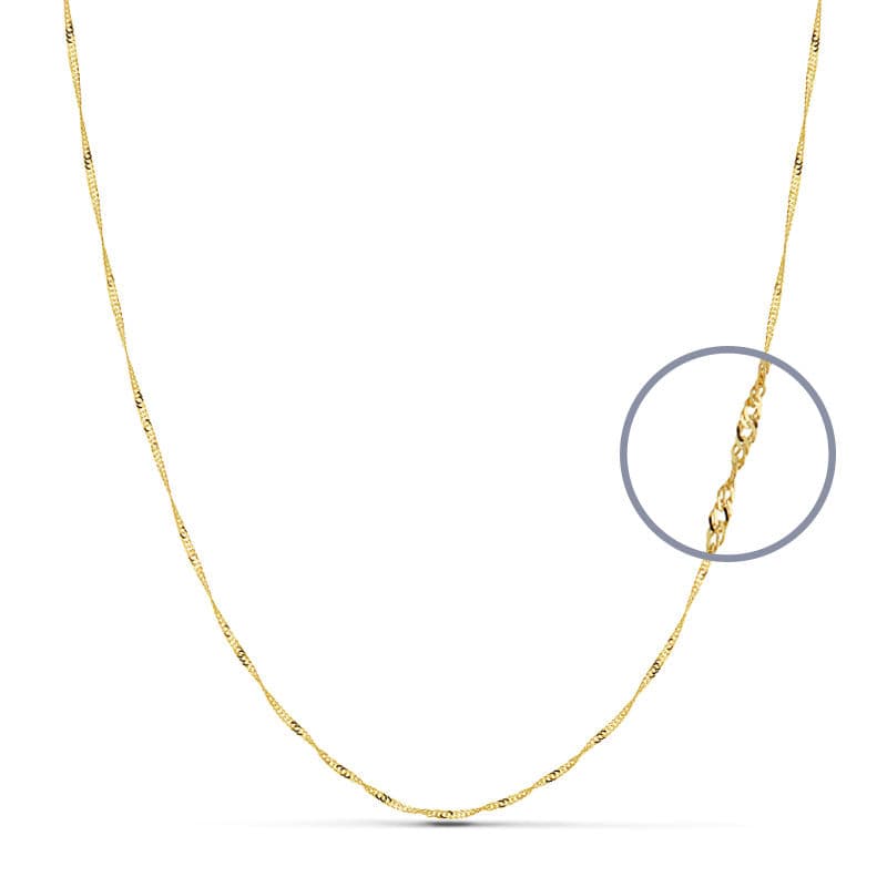 18K CADENA ORO AMARILLO MACIZA SINGAPUR 50CM 1 MM