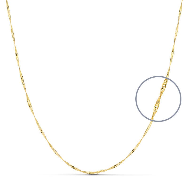 Cadena Maciza Singapur 40 cm 1,2 mm de oro amarillo 18K