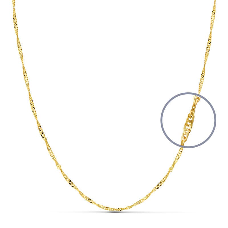18K CADENA ORO AMARILLO MACIZA SINGAPUR 60CM 1.8 MM