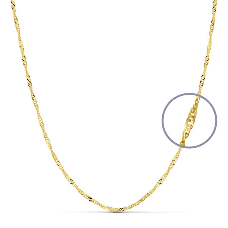 18K CADENA ORO AMARILLO MACIZA SINGAPUR 60CM 2 MM CIERRE REASA