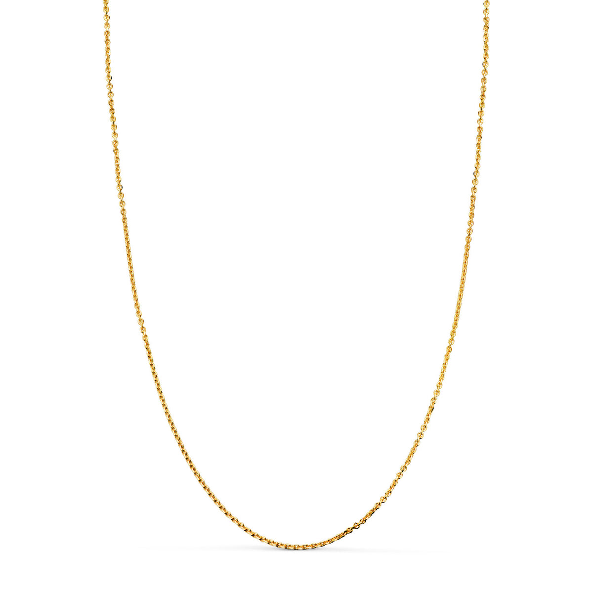 Cadena Maciza Forzada Eslabon Tallado. Ancho: 1 mm Largo: 60 cm de oro amarillo 18K