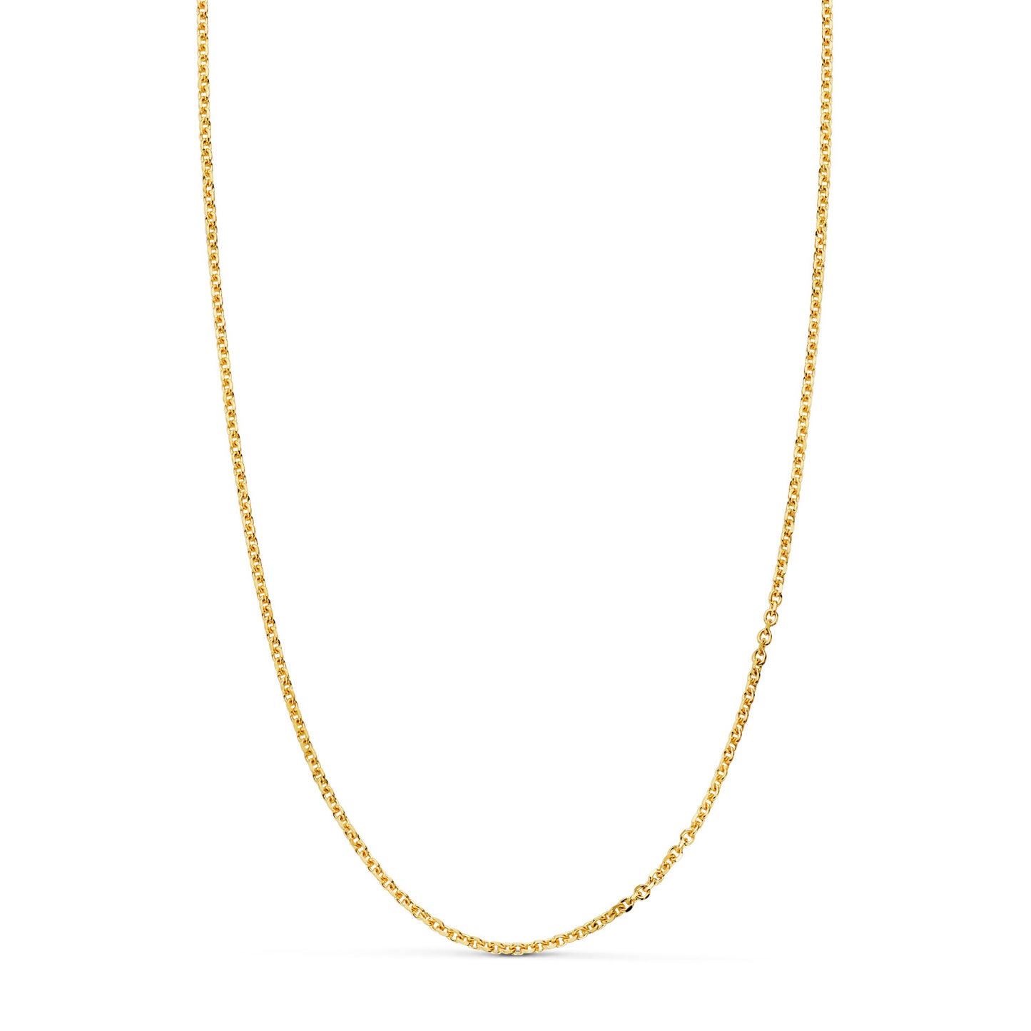 Cadena Maciza Forzada Eslabon Tallado. Ancho: 1,2 mm Largo: 60 cm de oro amarillo 18K