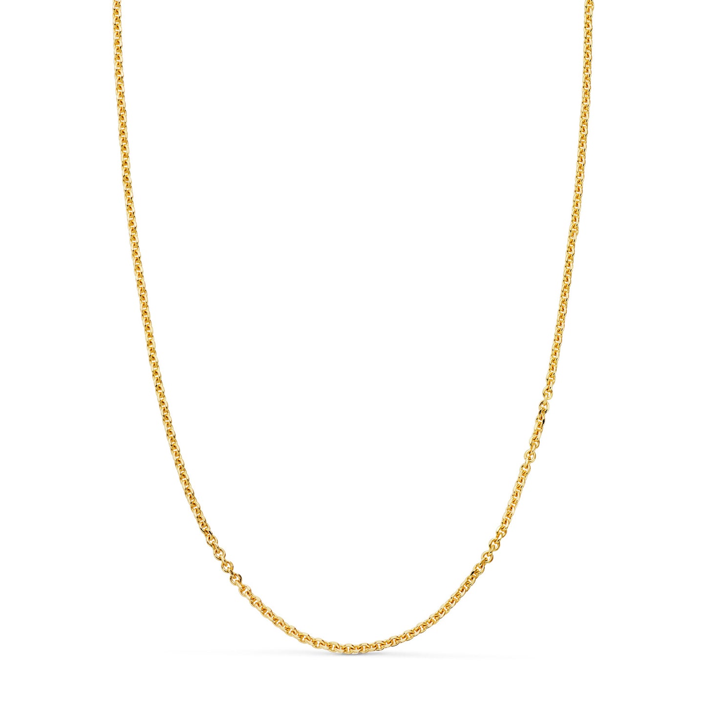 Cadena Maciza Forzada Eslabon Tallado. Ancho: 2 mm Largo: 60 cm de oro amarillo 18K